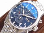 ZF Swiss 7750 Replica IWC Pilot Blue Dial Stainless Steel Mens Watches